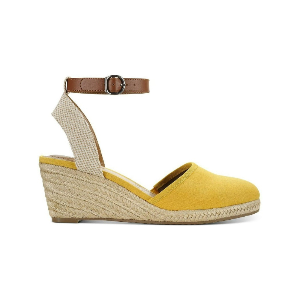 Style & Co Dark Yellow Mustard Espadrille Wedge Closed Toe Sandals SZ 10.5 M - Picture 3 of 13